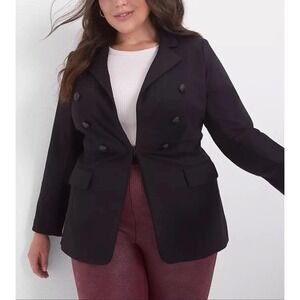 LANE BRYANT Jacket Size 20 Black The‎ Bryant Blazer Button Front Stretch